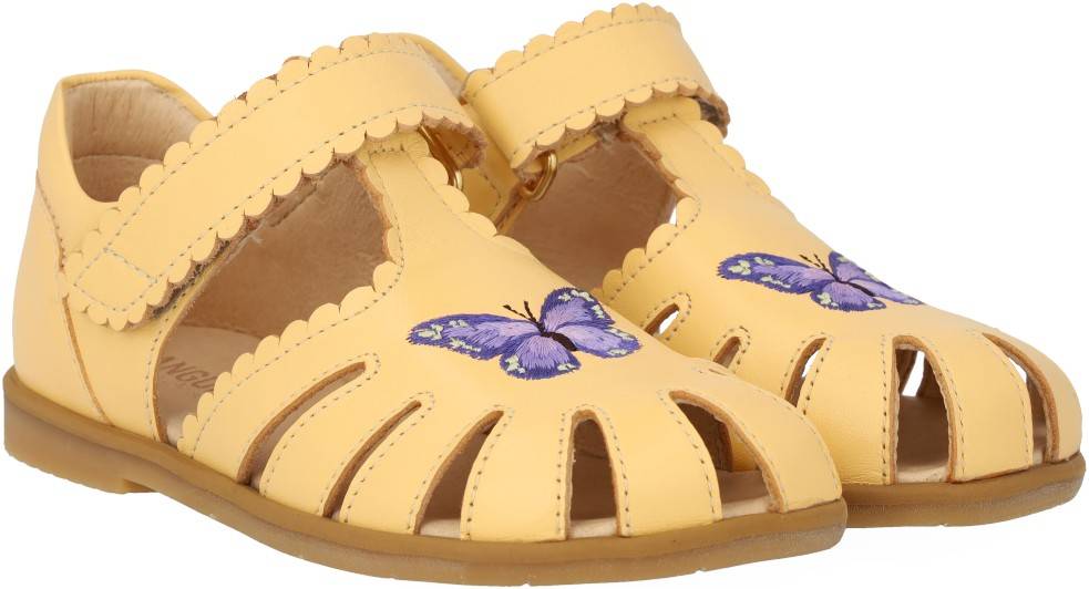 ANGULUS Sandal med Lukket tå og Sommerfugl 2713 Mellow Yellow Sandaler Str 29 - Læder hos Magasin.
