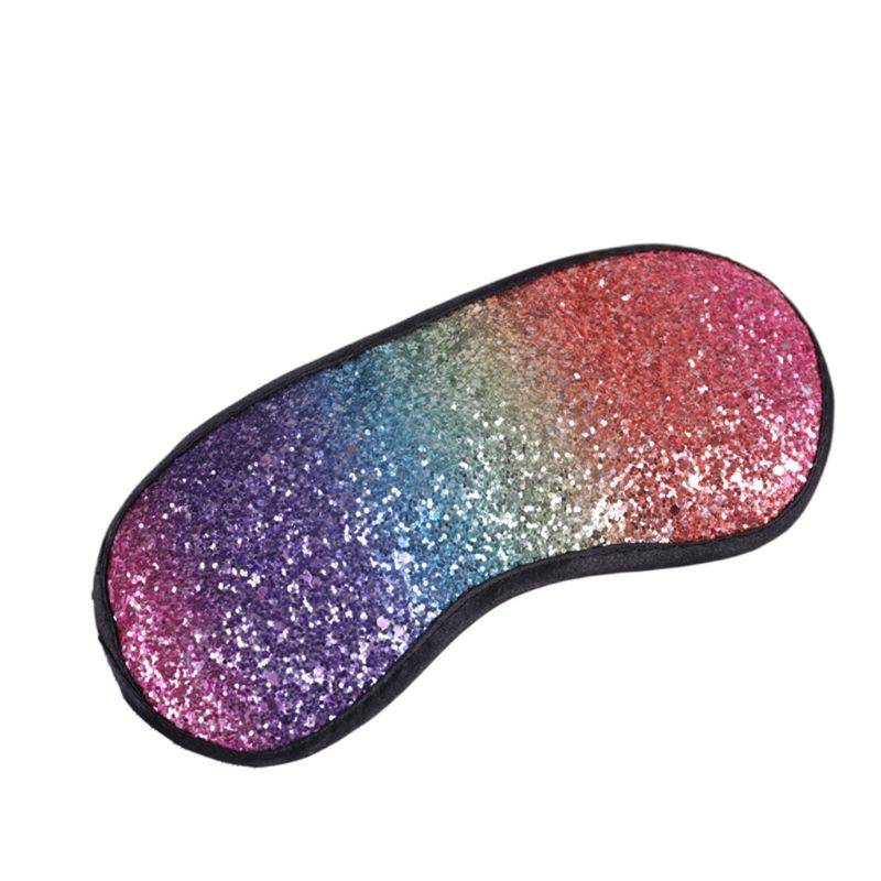 Kvinnor flickor söt glitter paljetter sovande ögonmask gradient regnbåge ögonbindel