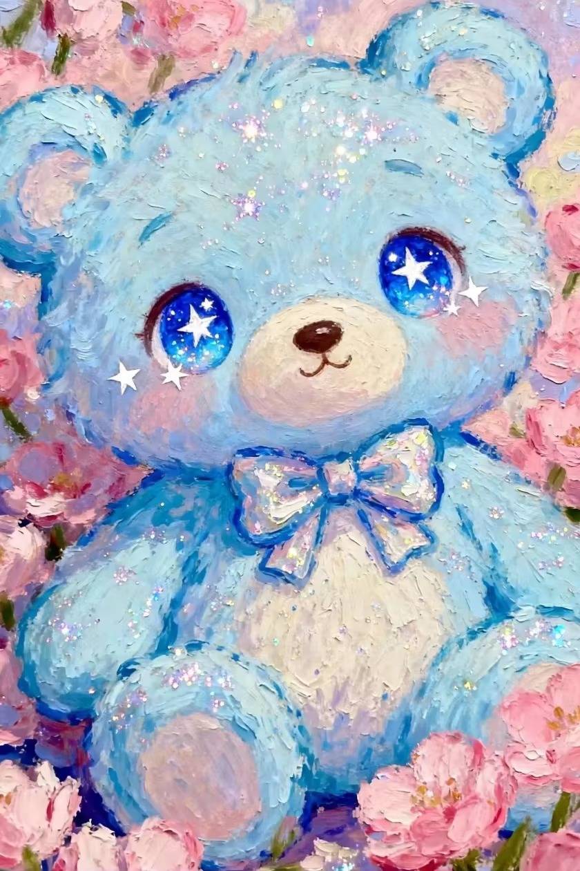 Diamond Painting Cute Blue Bear Round/Square Full Diamond Mosaic Artwork Creative Handmade Home Office Decor Gift