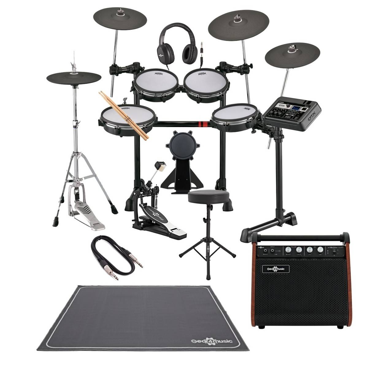 Yamaha DTX6K5-M Electronic Drum Kit With Single Pedal Custom Bundle