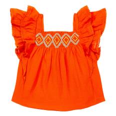 Polo Ralph Lauren Kids Ruffle-trimmed cotton top - orange - Y 12