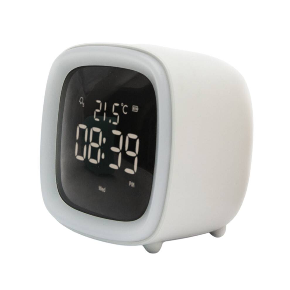 Temperaturvisning Vækkeur med dobbelt alarm og store tal, LED digitalt display med natlys og genopladelig snooze-knap. Høj alarm.