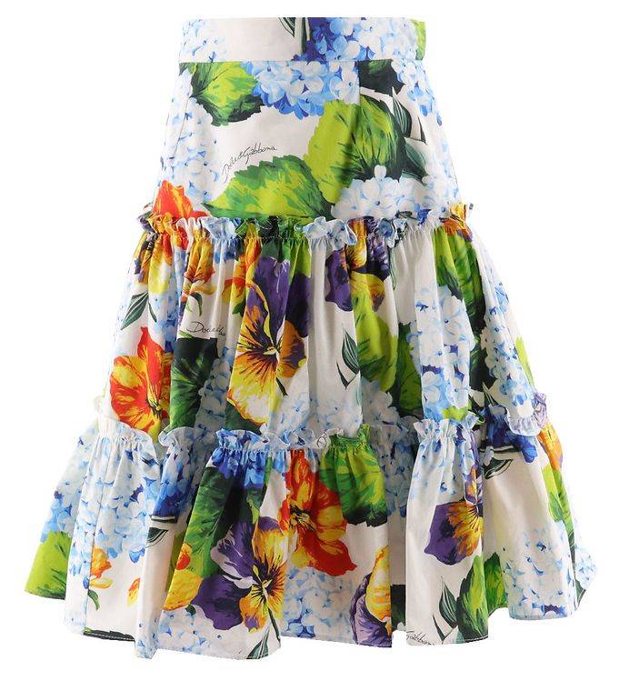 Dolce & Gabbana Kjol - Renaissance - Vit/Flerfärgad m. Blo - Dolce & Gabbana - 6 år (116) - Kjol