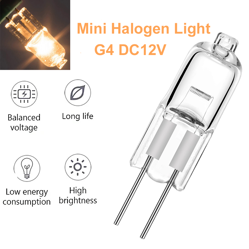 5/10/20Pcs Mini G4 Energy Saving Tungsten Halogen JC Type Light Bulb Lamp DC12V 20W G4 Spotlight Crystal Chandelier Halogen Lamp