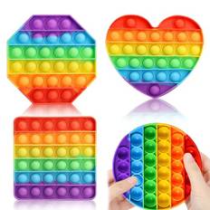 Lithyc 4 StüCke Popit,Silikon Pop Bubble,Silikonblasenspielzeug,Bubble Anti-Stress-Spielzeug,Silikon-Blase,Regenbogen-Bubble-Push-Spielzeug,Geeignet füR Autistische,Zappelige Menschen,Tolles Geschenk