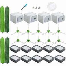 Reservedele til iRobot Roomba i3+ i4+ i6+ i7+ i7 Plus i8+, 4 støvposer, 10 filtre, 10 sidebørster, 2 gummibørster