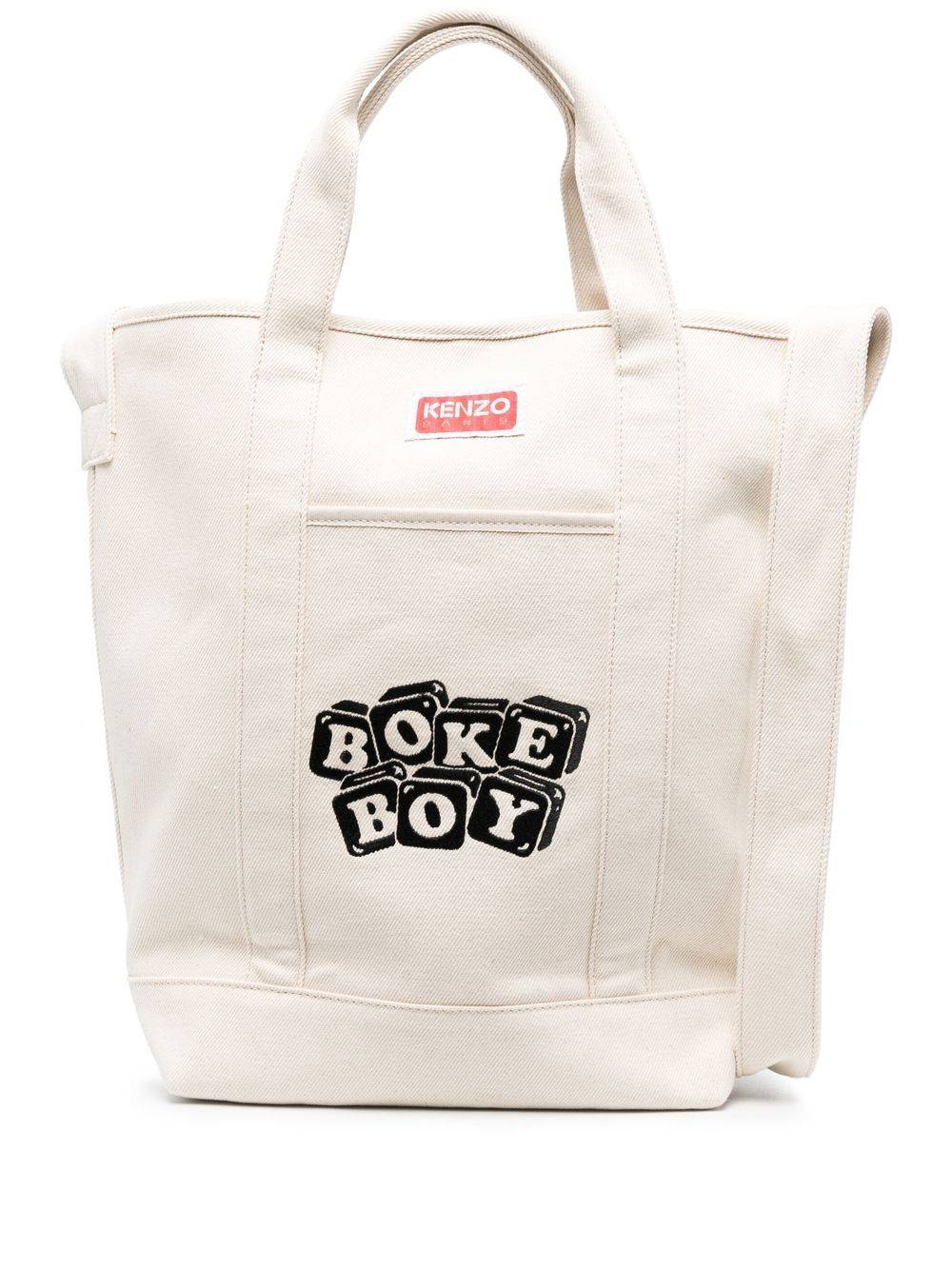 Kenzo - totebag med logotyp - unisex - bomull/bomull/polyester/kalvskinn - OS - Neutral