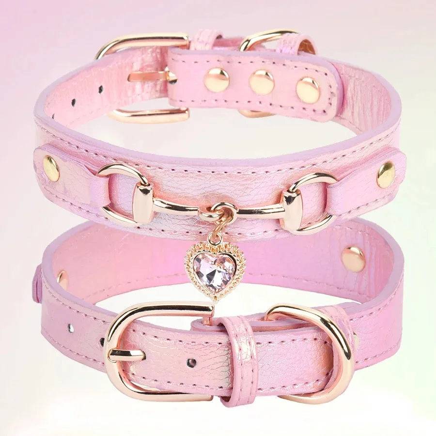 Cat Necklace & Harness Set - Pet Collar with Leash for Kittens & Puppies - Pink / XS（old） (XS（old）)