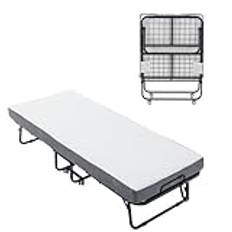 Folding Bed, Rollaway Bed, Portable Foldable Guest Bed, With Sturdy Metal Frame And Wheels, For Adults, Bedroom,A