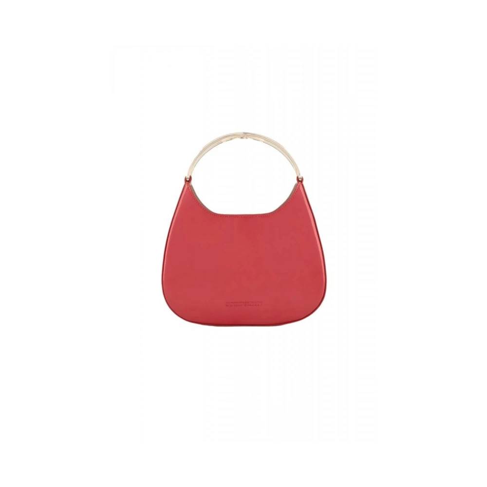 Emporio Armani Lille Hobo-taske i laklæder med logo metalhåndtag - Tasker - Dame - Rød - ONE SIZE - Læder
