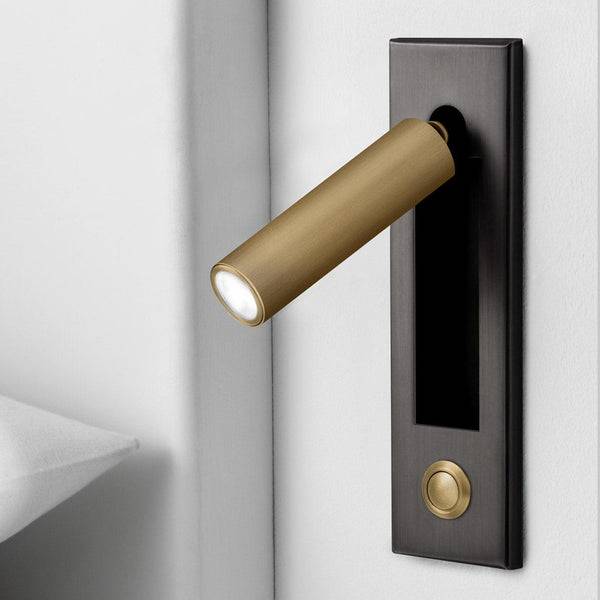Lola Swing Arm Vägglampa - Justerbar Vägglampa med Elegant Arm - Mat svart + koppar / Kall vit / Dia 5cm x H 15.5cm fyrkant (dold knapp)