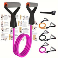 TEMU High Quality Latex Resistance Band With Big Handles And Door Anchor, Exercise Bands, Workout Bands, Suitable For Fitness Strength Training, Yoga, Pilates, Home Gym