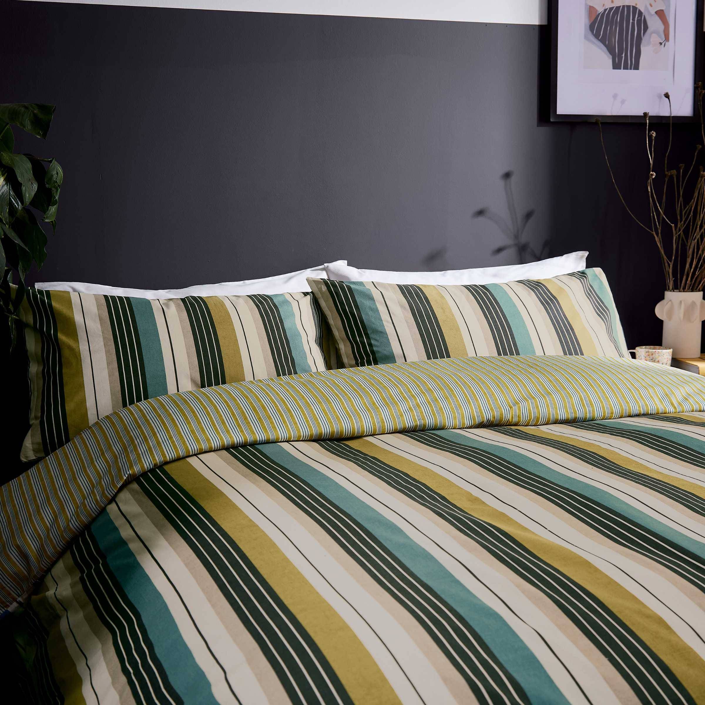 Helena Springfield Loft Living Ari Stripe Kingsize Duvet Cover SET, Multi