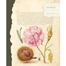 Composition Notebook: Damselfly, French Rose, Spanish Chestnut, and Spider Medieval illumination and calligraphy | Journal For School, College, ... College Ruled, 120 Cream Pages, 7.5" x 9.25"