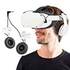 Globular Cluster Stereo VR-hörlurar specialgjorda för Oculus Quest 2 Elite huvudrem och original huvud strap-on öra djup bas 3D 360 graders ljud (vit)