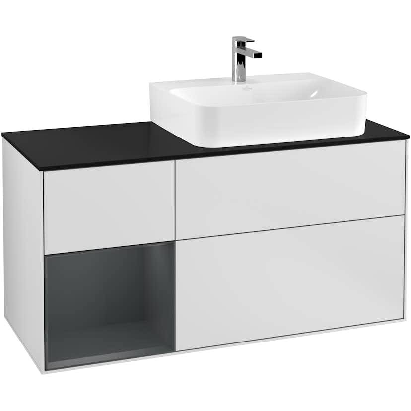 Tvättställsskåp Villeroy & Boch Finion med 3 Lådor Hylla och Bänkskiva för Ocentrerat Tvättställ