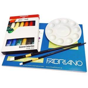 Akrylset Amsterdam 12x20ml akrylpapper penslar
