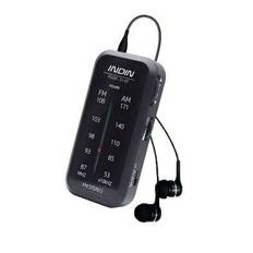 INDIN bärbar radio AM FM FM stereo, personlig fickradio med hörlursuttag, 2AAA batteridriven radio för långdistansmottagning, fickradio för inomhus, u - Svart