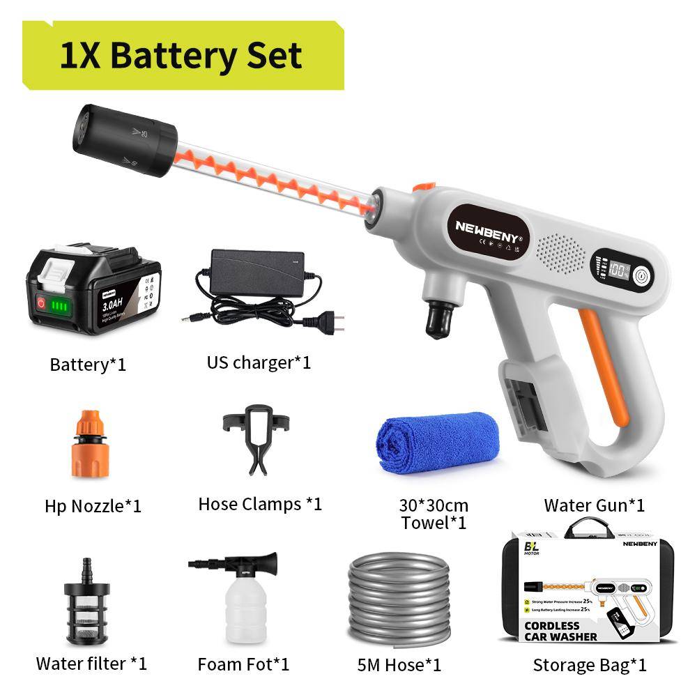 NEWBENY 220Bar 5 IN 1 borstlös högtryckstvätt 3 växlar sladdlös bil trädgårdsrengöring bevattningsverktyg för Makita 18V batteri 1 Battery Set