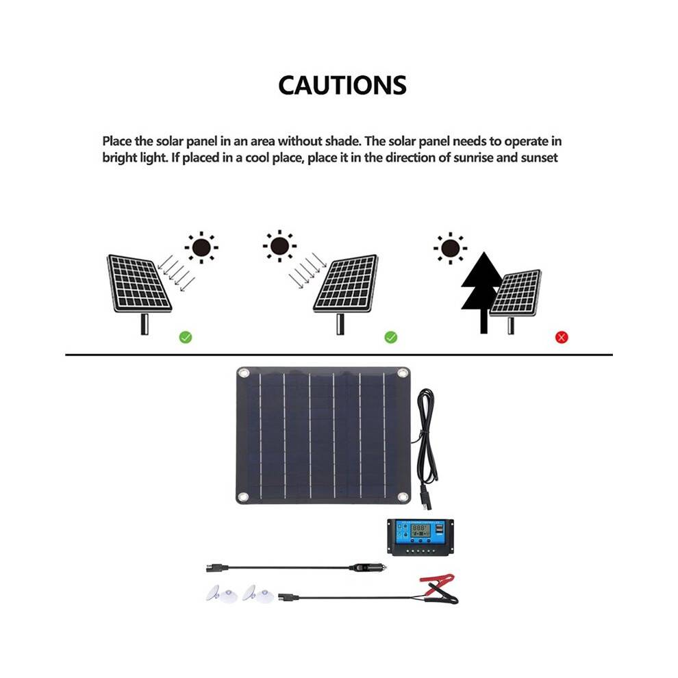 10W Polycrystalline Solar Panel Kit 10A Controller Trickle Battery Charger Pack for Car RV Boat Motorcycle Truck