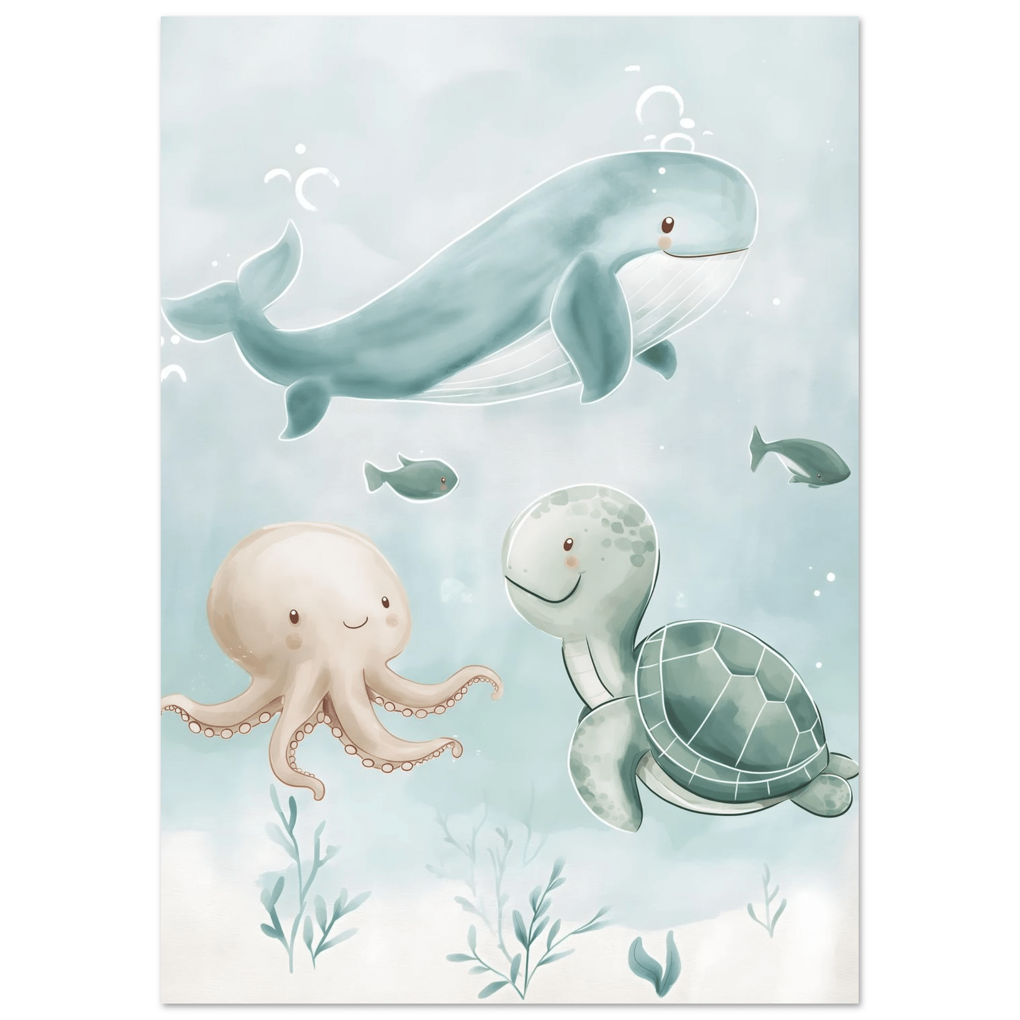 Söta havsdjur poster-21x29.7 cm / 8x12" / Utan ram / -