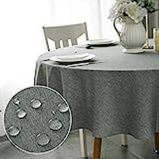 WELTRXE bordsduk, minimalistisk stil, bordsduk av polyester, med lotuseffekt, 150 cm diameter, vattenavvisande, tvättbar bordsduk, rund, mörk, bordsduk för matbord, hem, bröllop, festival