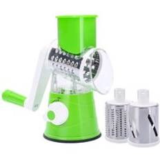 3 in 1 manuell grönsaksskärare mandolin potatisskivare spiralizer multifunktionstrum roterande rivjärn köksredskap handskärare - Grön
