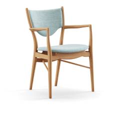 House of Finn Juhl - 46 armstol, Dark oiled oak, Cat. 1 Remix 823 - Matstolar - Finn Juhl - Träfärgad,Blå - Trä/Textilmaterial