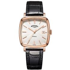 Rotary Windsor Rose Gold Brown Leather Strap Men’s Cushion Watch