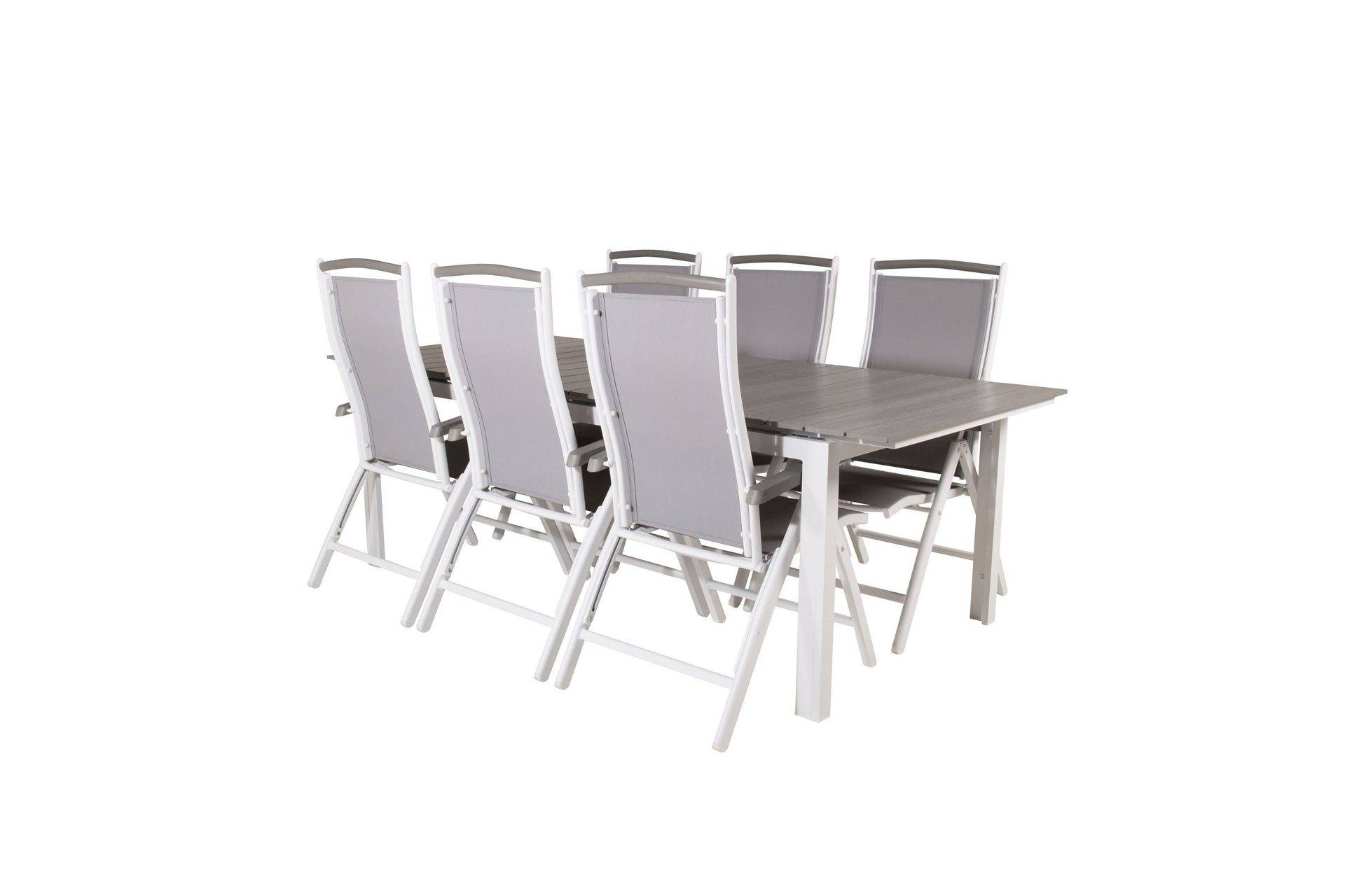 Venture Home Levels Förlängningsbar Matgrupp Utomhus 224cm + 6 Albany Stolar - Grå/Vit utomhus Vit,Grå