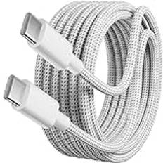 Txtcu USB-C till USB-C-kabel på 3 m, 60 W, USB Type-C-laddningskabel, snabbladdningskabel kompatibel med iPhone 15/Plus/Pro Max, Samsung Galaxy S24/S23/S22, Pixel 7 Pro, MacBook Pro 2021 och iPad Pro