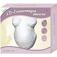 Mammut Spel & present 129018 – 3D-minnen gipsformsset, avtryck, babymage, komplett set med 5 gipsbindor och 1 vaselin, kreativt set för blivande föräldrar, 6 stycken (1-pack)