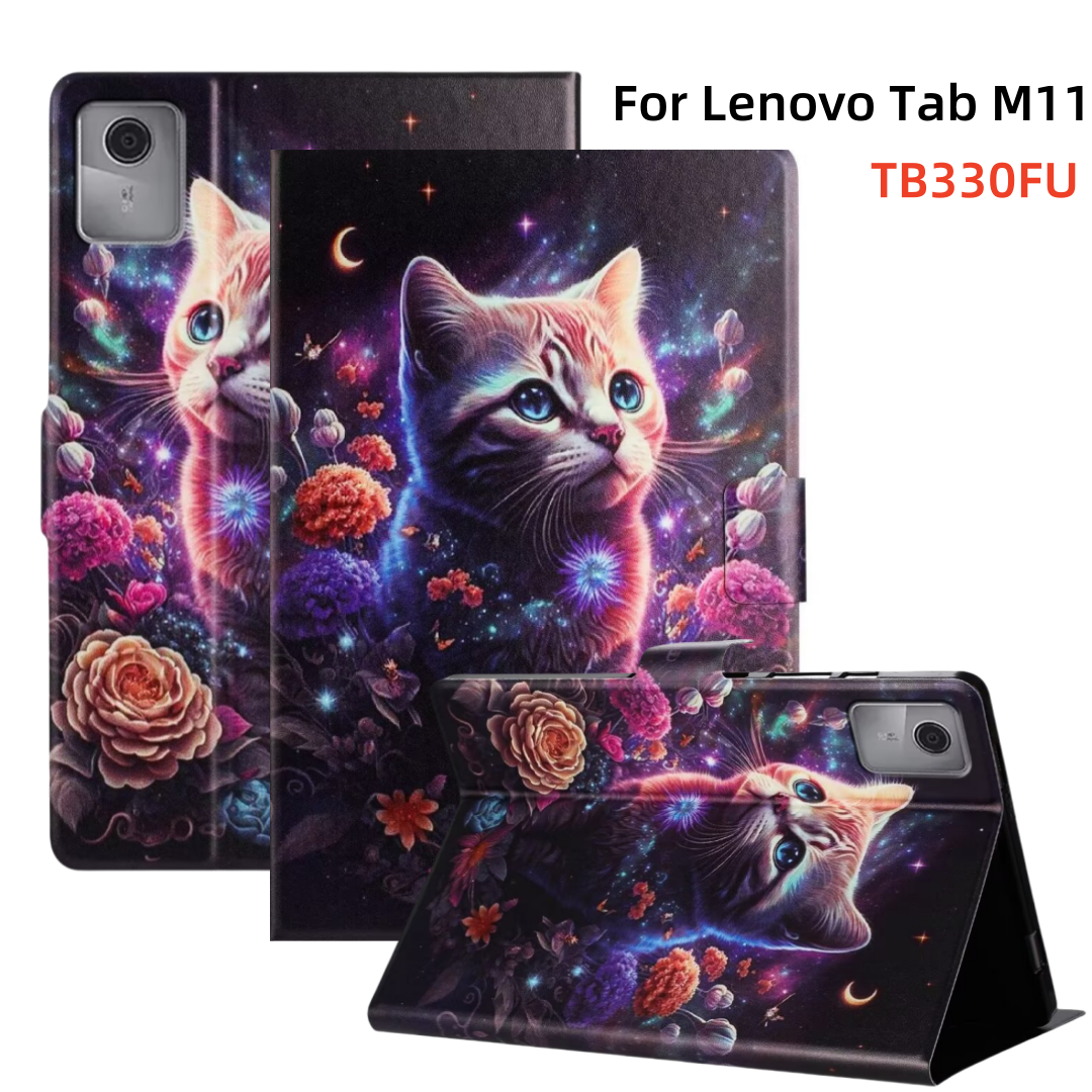 For Lenovo Tab M11 Cases 2024 TB330FU For Tab P11 2nd Gen Case 11.5inch For M9 M10 3rd Gen TB-328FU Cartoon Cat Tablets Cover