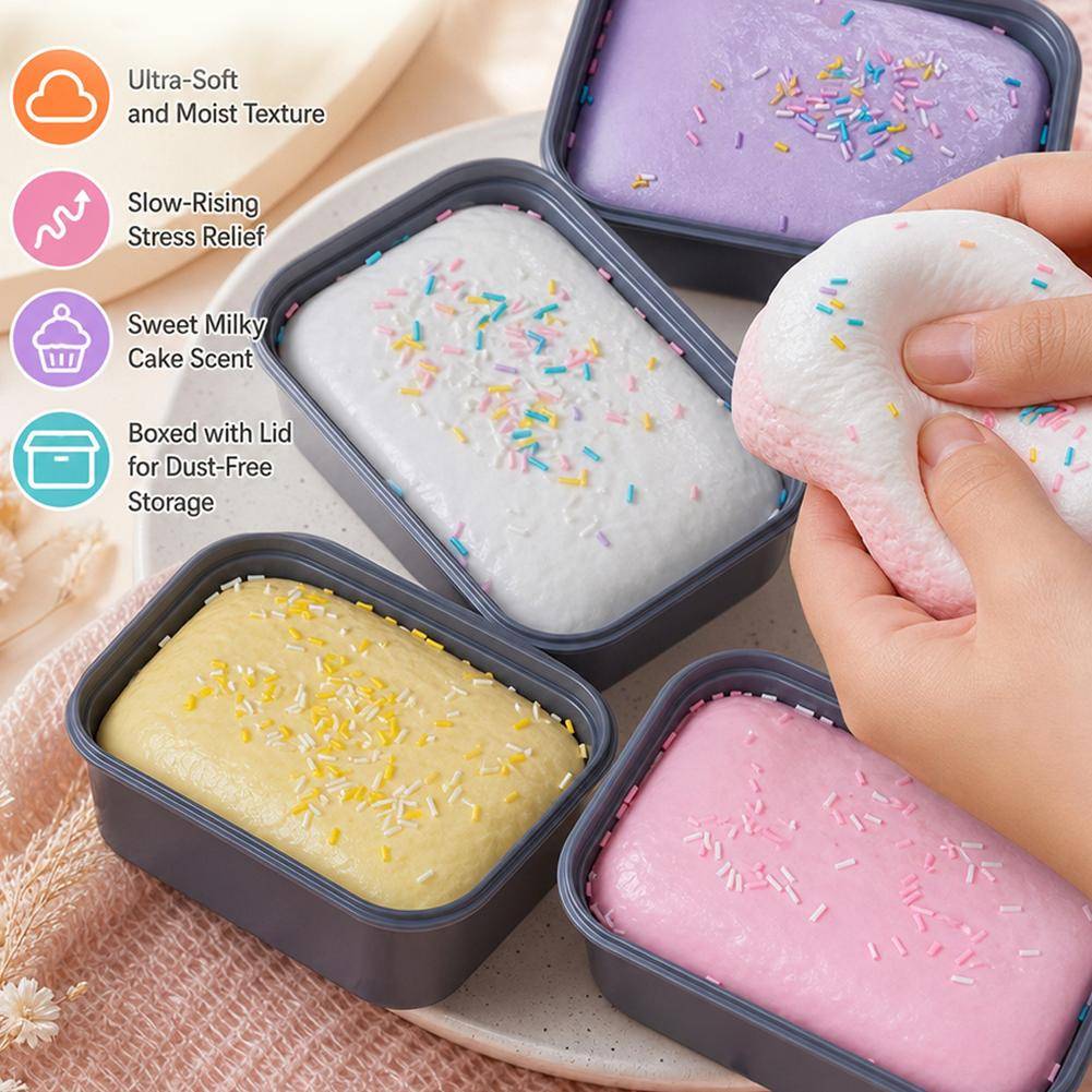 Sticky Box Cake Squishy Toy Slow Rising Squeeze Toy Butter Ice Cream Box Squishy Fidget Toy Anti Stress Release Hand Relax Gift