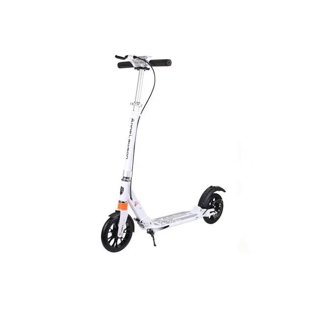 Electric 2-Wheel Foldable Skateboard with Disc Brake Aluminum Alloy Adult & Children's Scooter Hand Brake - White.