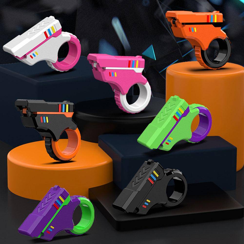 Multi-function Stress Relief Fidget Ring Office Decompress Rotary Finger Sliders Small Pistol Fingertip Toy for Adults Kids Gift