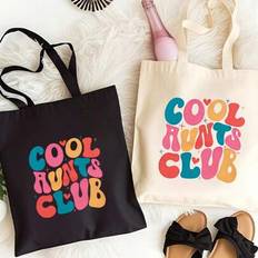 "Cool Aunts Club" Tryck Minimalistisk Lätt, Bärbar, Klassisk, Avslappnad Mode Enfärgad Tygväska Svart Shopping Original Unisex Resväskor Hopfällbara S - Multifärgad