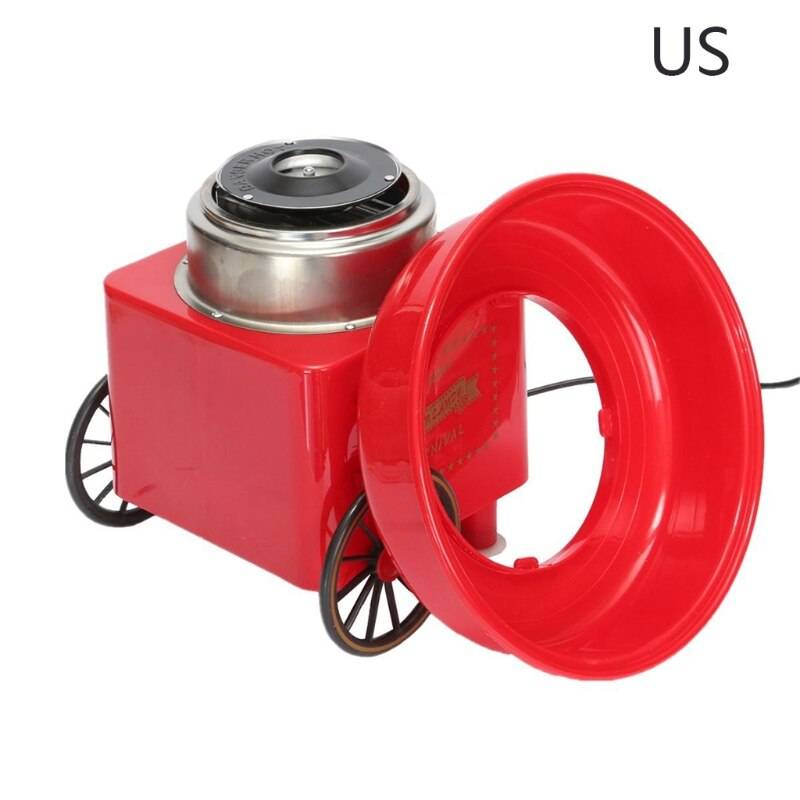 Retro vagn bomullssockermaskin mini godisfloss maker hemanvänd bänkskiva elektrisk nostalgi godismaskinsats - Röd / Eu