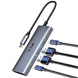 SSK USB C 3.2 Gen 2 Hub 10 Gbps, 4-i-1 SuperSpeed USB Type C Multiport-adapter med 2 USB C 2 USB A 3.1/3.2 Gen2 10 Gbps portar, USB C-docka för iMac/MacBook/Pro/Air (inte för bildskärm)