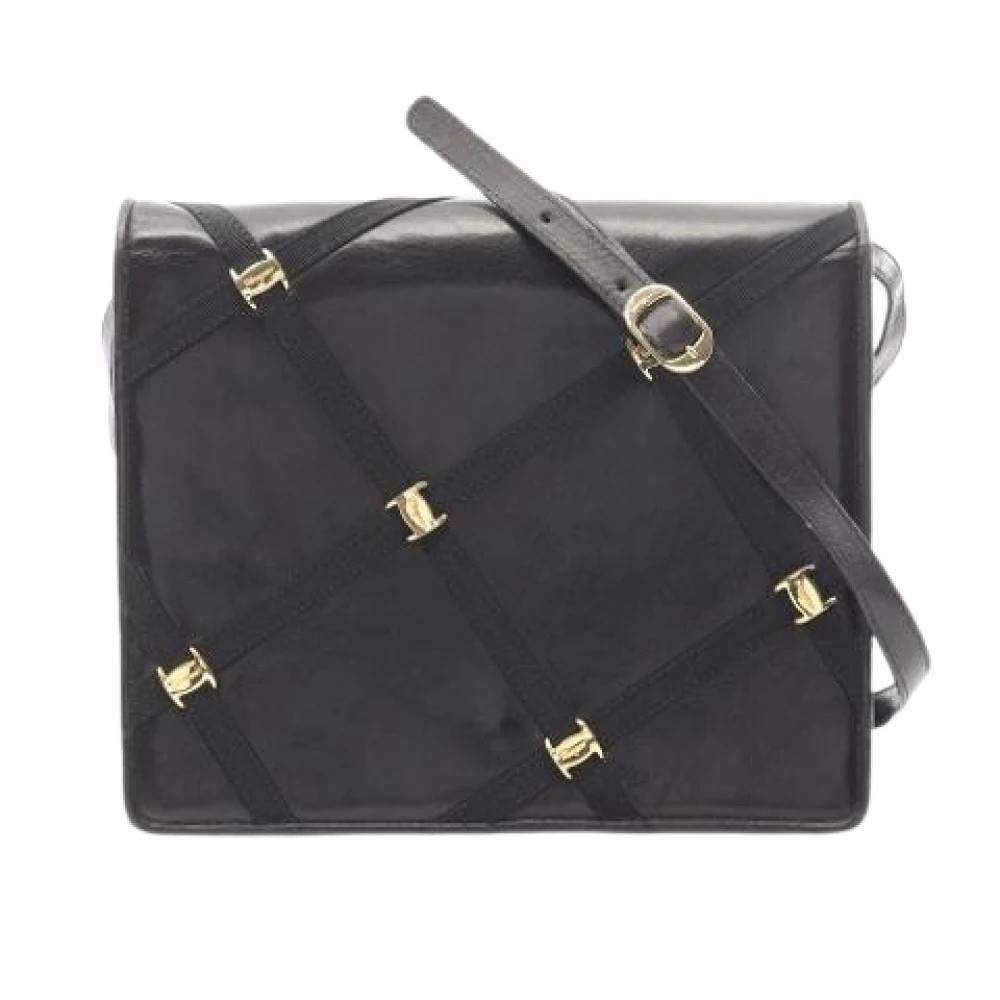 Salvatore Ferragamo Pre-owned Pre-owned Leather Skuldertaske - Vintage - Dame - Sort - ONE SIZE - Uld