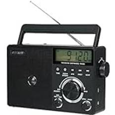 Retekess TR635 Portable Shortwave Radio, FM/AM/SW Transistor Battery Radio med utmärkt Mottagning, Hörlursuttag, Stor Högtalare, Enkel, Radio för Aldre (Svart)