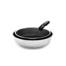 2-pc wok+saute set with detachable handle