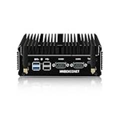 MNBOXCONET Fanless Mini Industrial PC Windows 11 J6412, Small Computer, 8GB RAM 64GB NVMe SSD, Dual i226V 2.5GbE LAN, RS232 COM, Support WiFi5/BT4.2, Business Office Triple Display