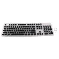 Dovhmoh 104 Keys Retro Round Keycaps Double Lens DIY Typewriter Keycaps Round Keycaps for Backlit Mechanical Keyboard Black svart