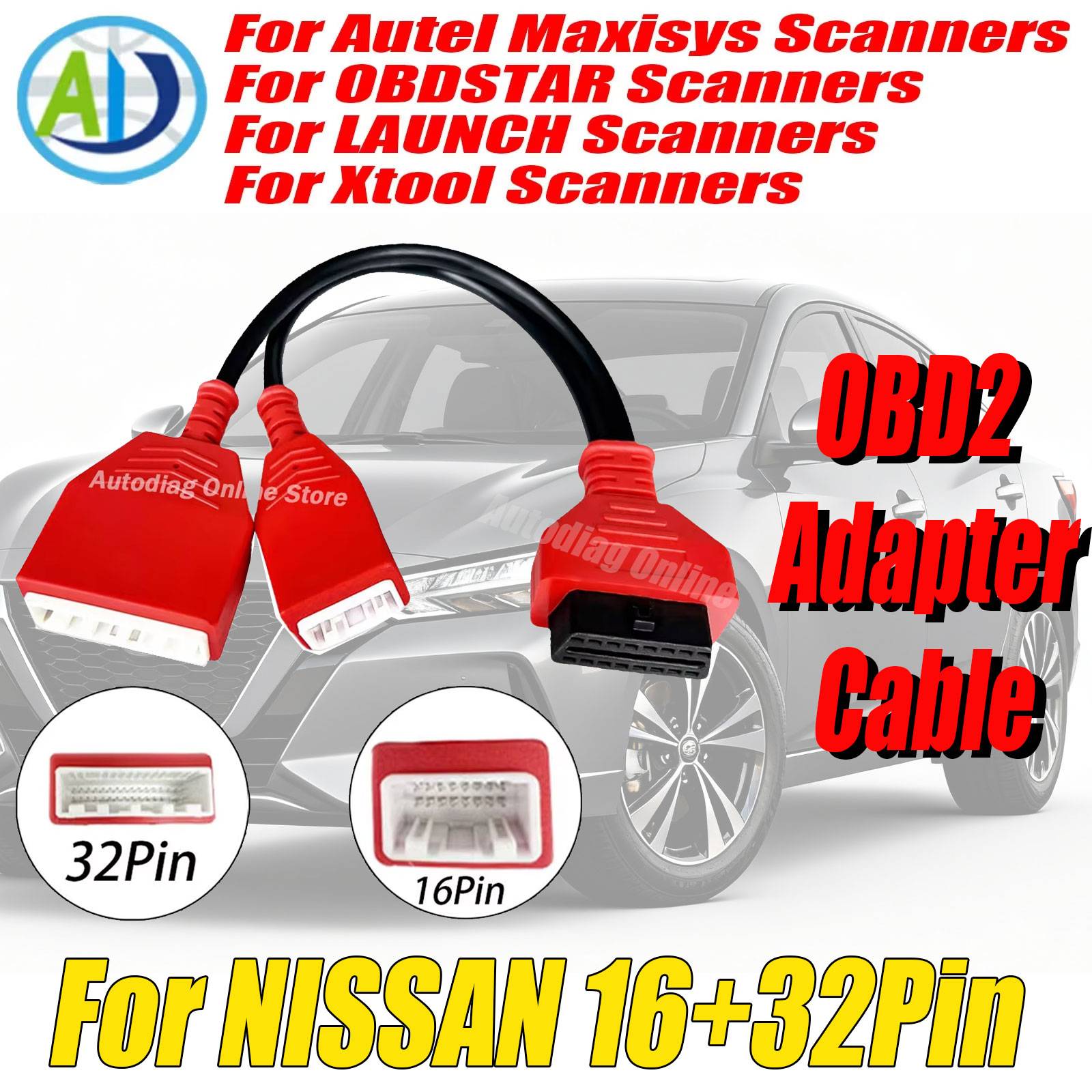 OBD2 Adapter Cable For Nissan/Renault/Dacia 16 32Pin OBD2 Scanner Connector for Sylphy for Autel IM608/IM508/Lonsdor K518SE Scan