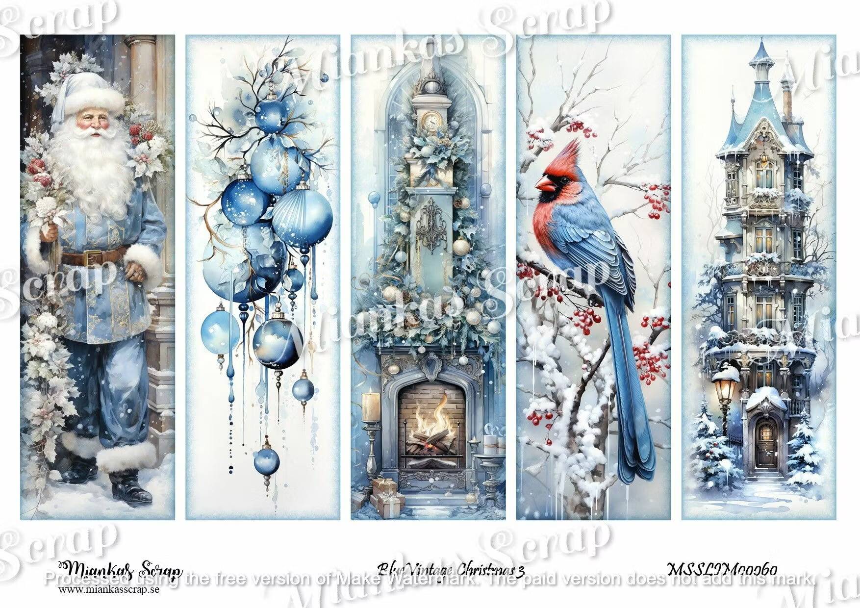 Miankas Scrap klippark - Blue Vintage Christmas 3