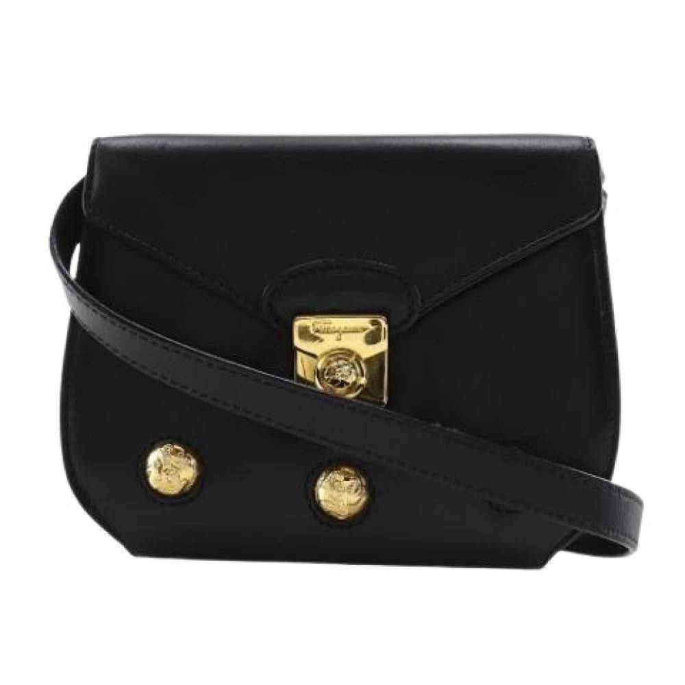 Salvatore Ferragamo Pre-owned Pre-owned Læder Skuldertaske - Vintage - Dame - Sort - ONE SIZE - Uld