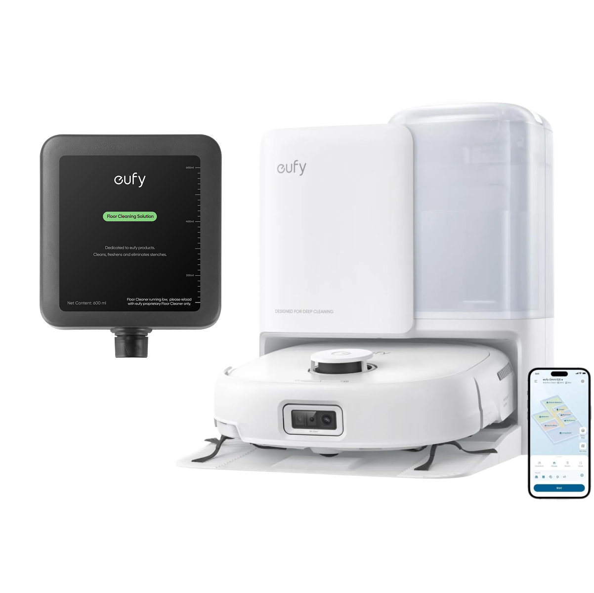 eufy Robot Vacuum Omni E25 White + Cleaning Solution