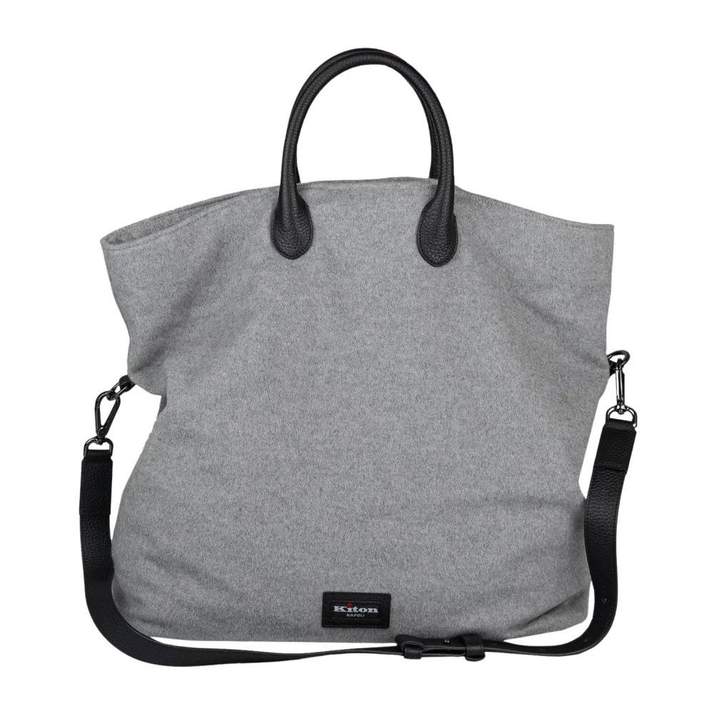 Kiton Klassisk Solid Tote - Tasker - Herre - Grå - ONE SIZE - Cashmere