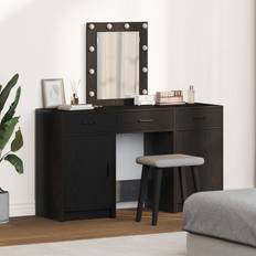 3-delt makebord med LED sort konstrueret træ